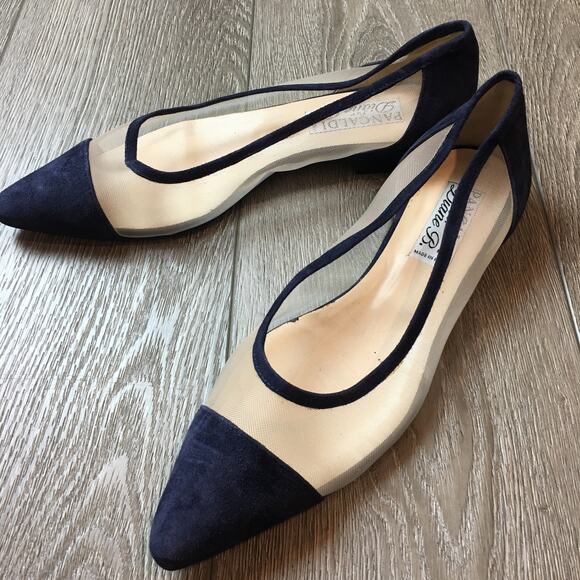 Pancaldi for Diane B. Navy Suede & Mesh Pointed Toe Flats Size 39 1/2 - Picture 1 of 10